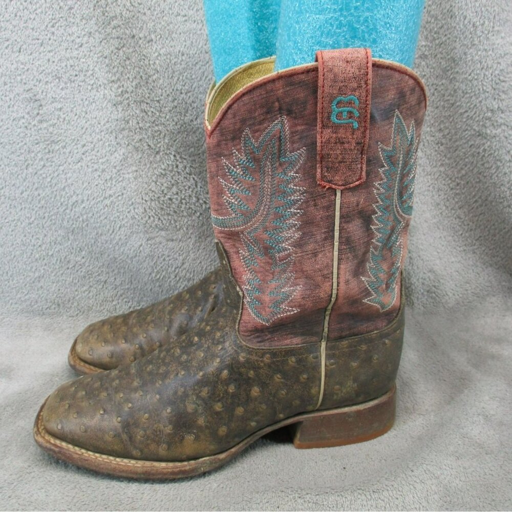 Anderson Bean Shoes Girls Size 3 Brown Leather Western Square Cowboy Boots *Read
